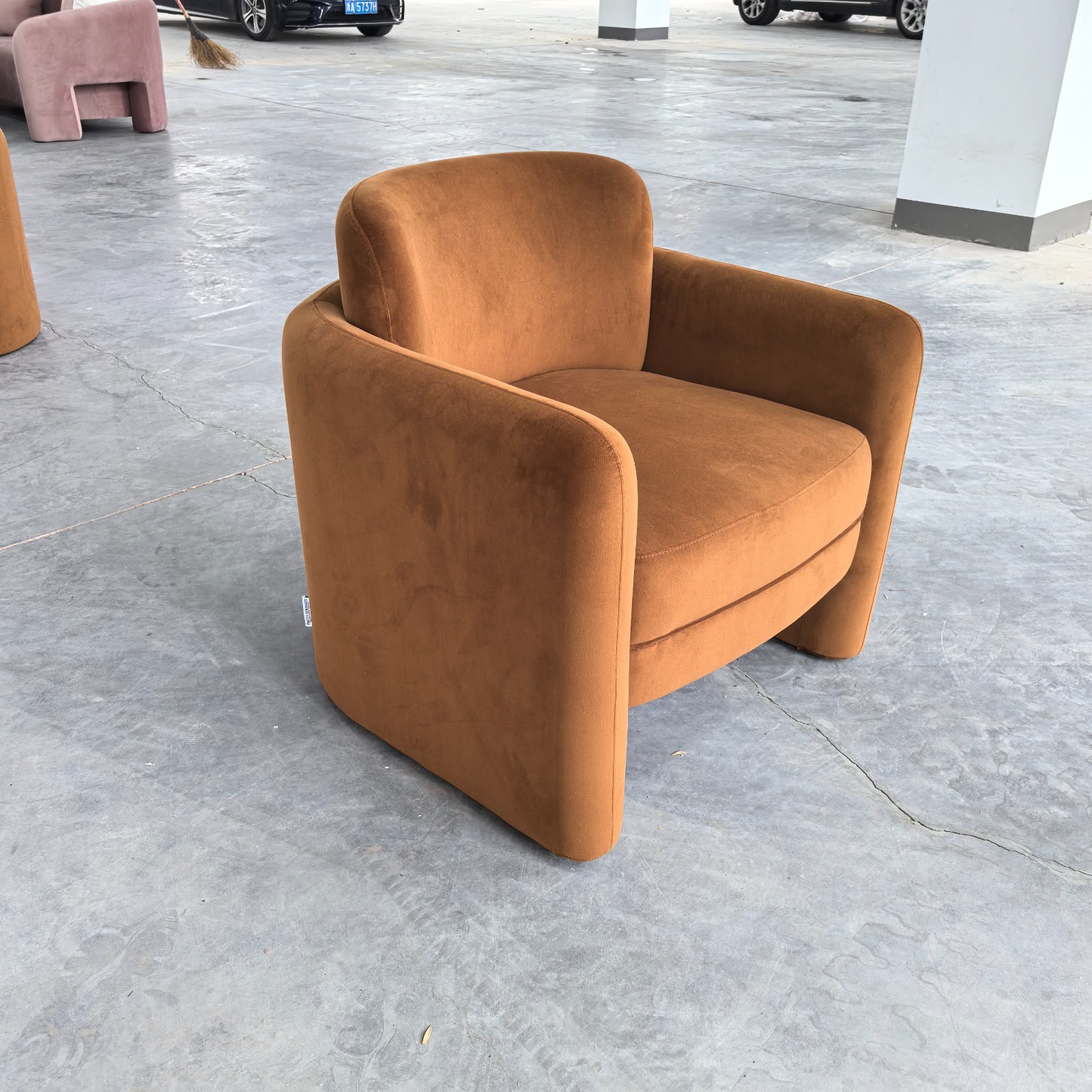 Velvet Barrel Accent Chair